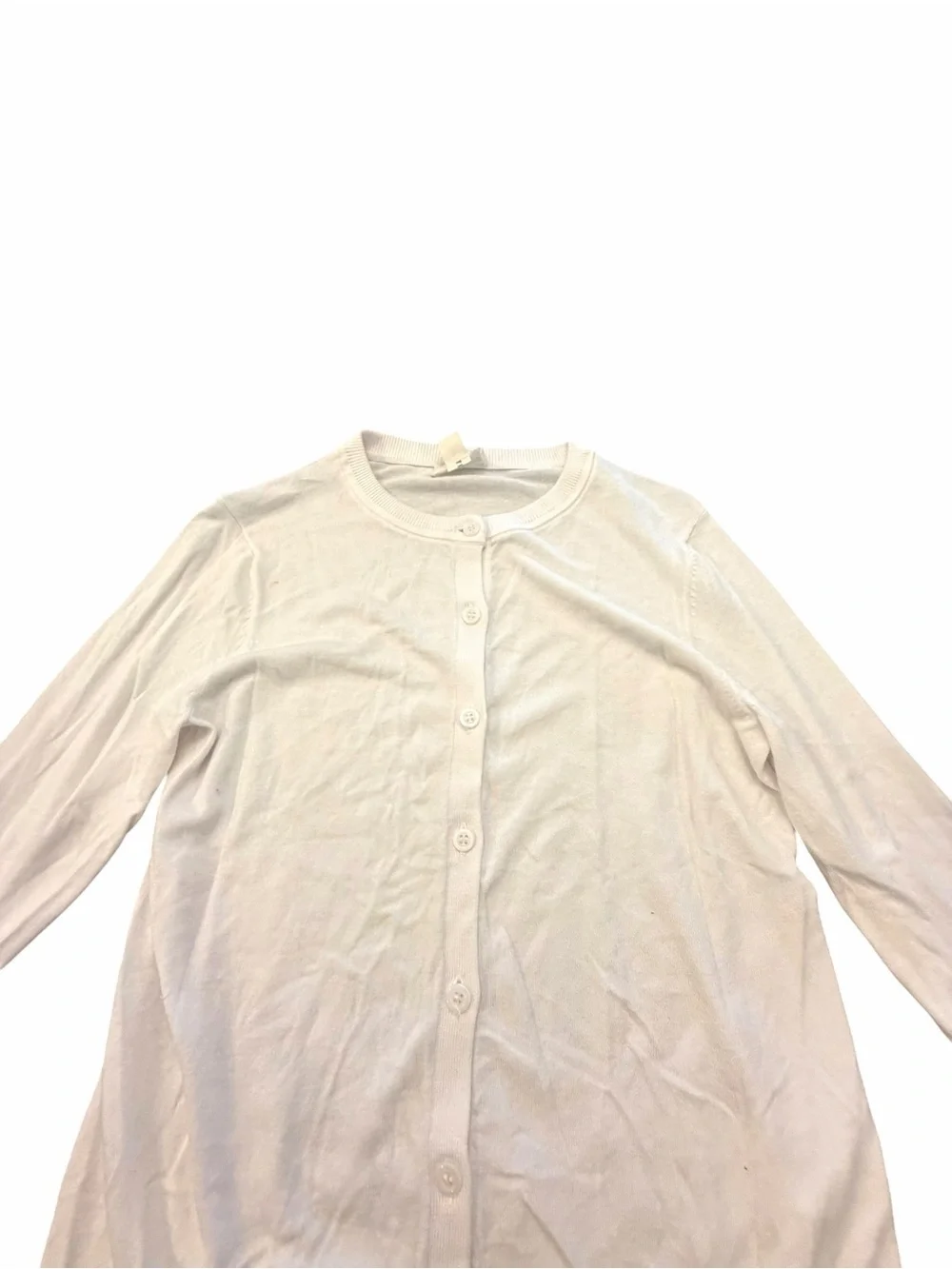CASLON Button Up Sweater White Women Size XS Granny Core Business Casual Stain